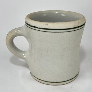 Vtg Wellsville China Coffee Cup Mug USA Porcelain Restaurant Ware Green Stripes